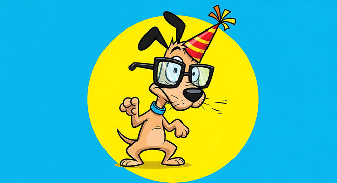 Scooby doo wearing glasses and a party hat