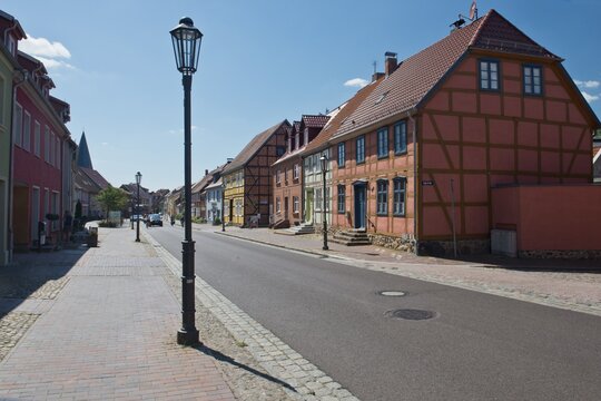 Half-timbered houses in R&ouml;bel, Mecklenburg-Western Pomerania, Germany