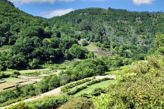 View over the mountains surrounding Sistelo village, Peneda Geres, Minho, Portugal