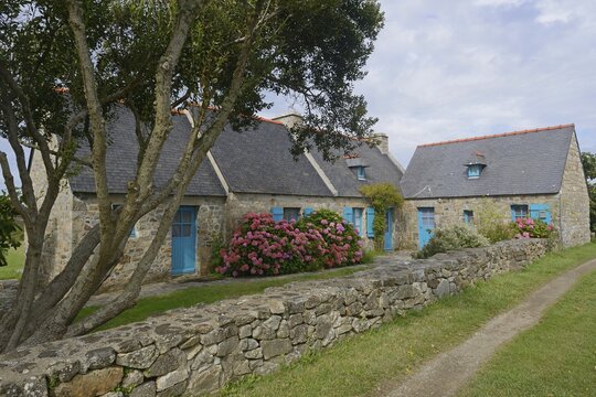 Old Breton houses, Crozon Peninsula, Brittany, France