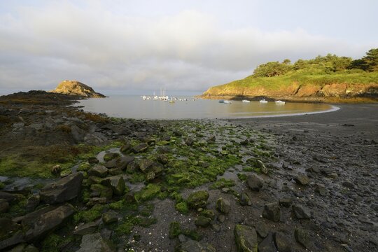 Natural harbour on the cliffs of Plouha, Brittany, France