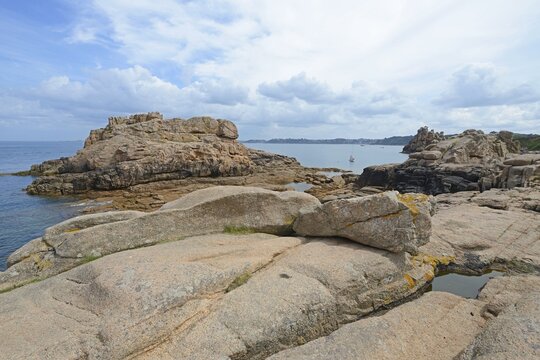 Rocky coast on the Cote de Granit Rose, Brittany, France