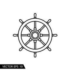 Obraz premium Ships Wheel Vector Icon.