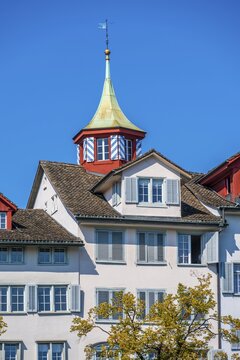 Historic house with turret, detail, Old Town, Zurich, Switzerland