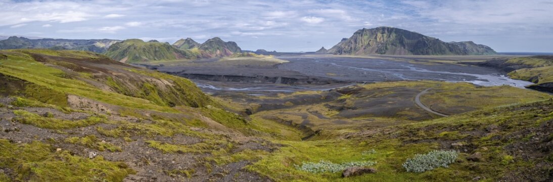 Alluvial, river in Pakgil, Iceland