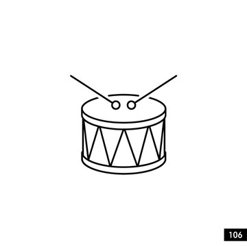 Simple Line Art Drum with Drumsticks.