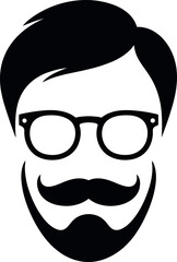 Black Silhouette Of A Man With Glasses And Beard mustache