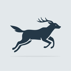 Fototapeta premium Graceful Running Deer Silhouette with Majestic Antlers Symbolizing Agility and Wild Freedom
