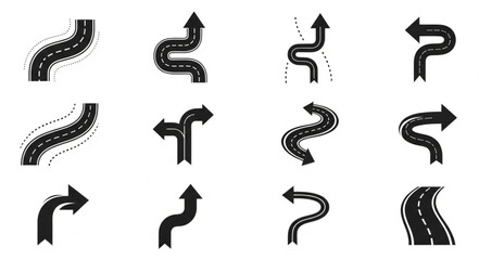 Collection of Winding Road and Arrow Illustrations.