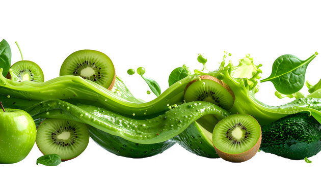 Green smoothie splash with kiwi and greens