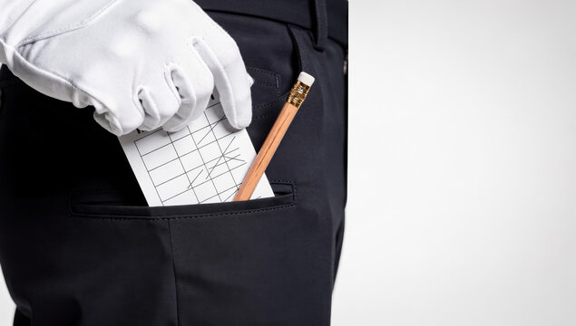 Golf scorecard and pencil in pocket with white glove
