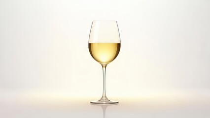 Fototapeta premium Elegant Glass of White Wine on a Clean White Background.