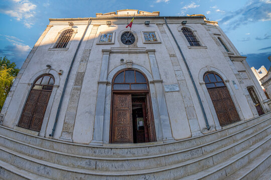 CONSTANTA, ROMANIA - JULY 15, 2020: Orthodox Church "Change to the face", former Greek church "Metamorphosis". Was finished in 1867, according to the plan of the Greek architect Teoharidi.