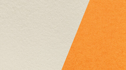 Fototapeta premium Light beige texture background with orange diagonal angled split and copy space for template, banner, presentation