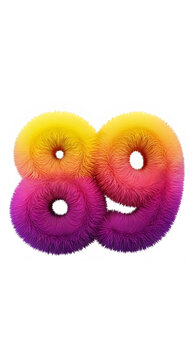 Colorful fuzzy numbers eighty nine isolated on transparent background