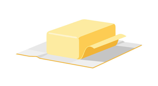 A block of butter on a piece of paper.