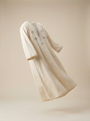 Floating Egyptian Galabiyya Robe Isolated on Flat Color Background