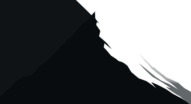 Abstract Black and White Geometric Shape with Sharp Edges.