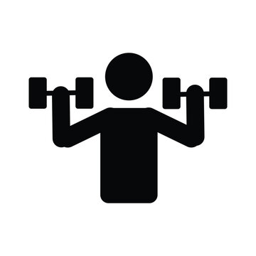 Man with dumble silhouette vector 