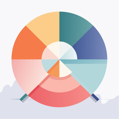 Obraz premium Abstract Geometric Pie Chart Diagram with Gradient Colors and Subtle Background Elements