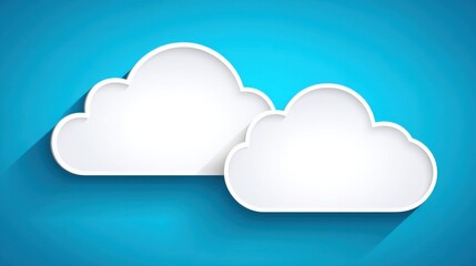 Fototapeta premium Two white clouds floating on a bright blue background representing macro and micro policy link concepts in economics