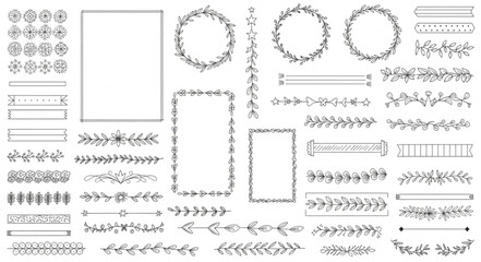 Collection of decorative floral frames and borders for design. © Vita