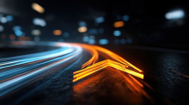 Abstract arrow path with transparent background