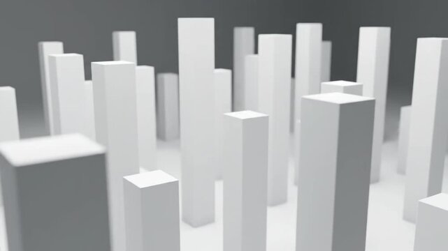 3D Rendering of White Geometric Shapes.