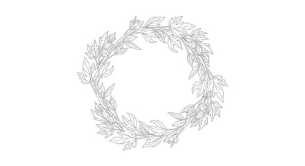 Elegant Laurel Wreath Border Design, Hand Drawn Botanical Frame © Azizi