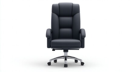 Obraz premium A sleek, modern office chair with a high back and ergonomic design, ideal for enhancing workspace comfort and style, Perfect for business environments, home offices, or corporate settings,