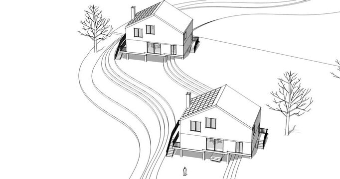 house architectural sketch 3d rendering	
