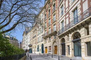     Paris, place Dauphine, beautiful place and public square, ancient buildings

