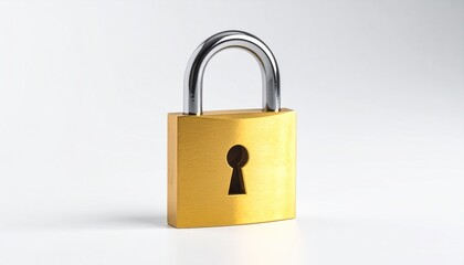 Naklejka premium Golden Padlock Symbolizing Security Protection and Confidentiality in a Minimalist Studio Shot.