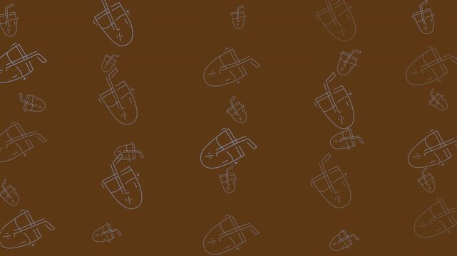Food and drink doodle accents on a brown background make for a fun and vibrant design suitable for menus or restaurant promotions. Suitable for menu designs, restaurant promotions, food blogs, social 