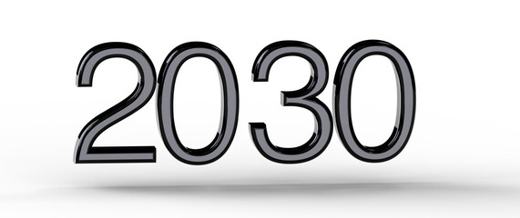 Image of the year 2030 in 3D effect. Perfect for concepts about the future, planning, and technology.