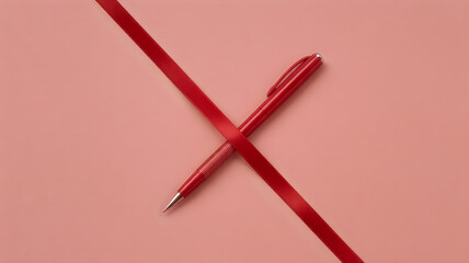 Naklejka premium Elegant red pen crossed on a soft pink background for a creative and stylish look