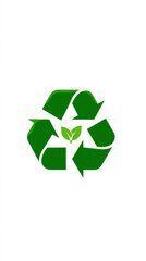Obraz premium Green recycling symbol with leaf for environmental sustainability