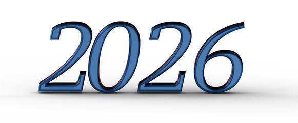 Bright and colorful 3D rendered illustration of the year 2026. Perfect for new year greetings and future vision projects © vegefox.com