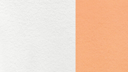 Fototapeta premium White paper texture two color background with peach vertical split and copy space for template, banner, presentation