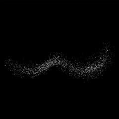 Fototapeta premium White dotted paint spray, dust powder or particles scattered, vector realistic dusty wavy smear with sand splash effect