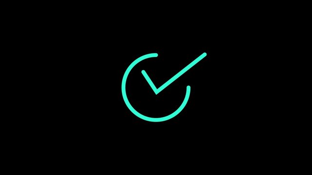 Check animated icon with black background.a circular loading indicator on a black background. High quality 4K video
