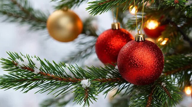 Christmas tree with red and gold ornaments