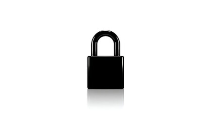 Naklejka premium Black padlock on a white background with reflection