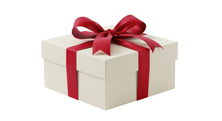 Obraz premium Gift box with red ribbon and bow isolated on transparent background