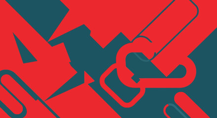 Abstract geometric shapes in red and teal a striking silhouette © RABEYA