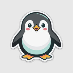 Obraz premium Adorable Cartoon Penguin Sticker with Cute Features and Whimsical Design
