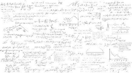Handwritten mathematical equations and scientific diagrams on a white background mathematics formulas