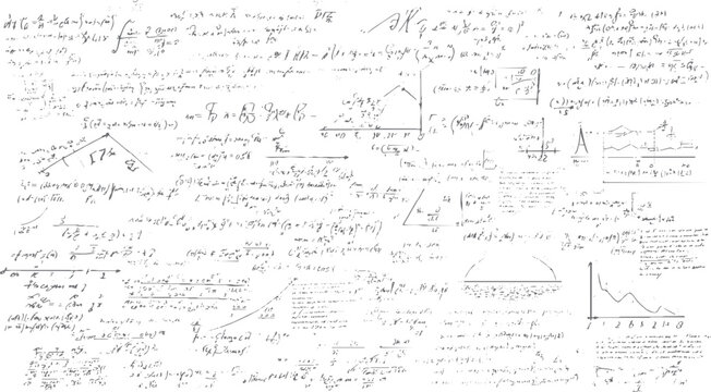 Handwritten mathematical equations and scientific diagrams on a white background mathematics formulas