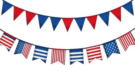 Obraz premium Patriotic usa flag day bunting with american flags