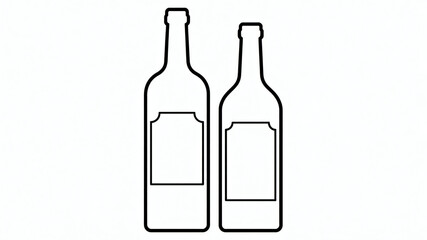Two Empty Glass Bottles Isolated On Transparent Background With Clean Outline